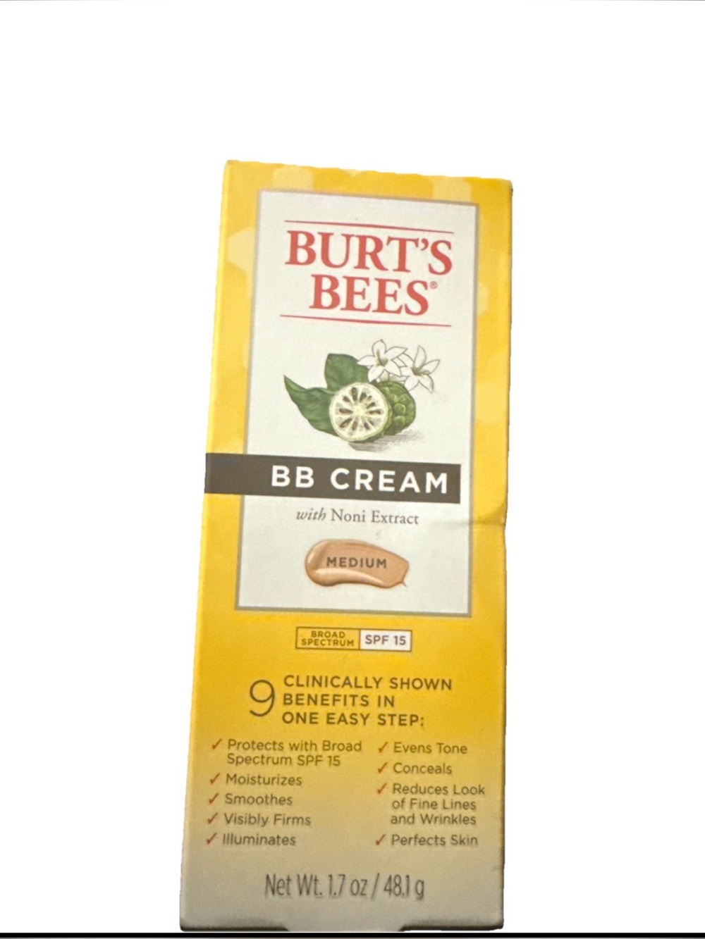 Burts Bees Bb Cream SPF 15 Medium Noni Extract 1.7 oz
